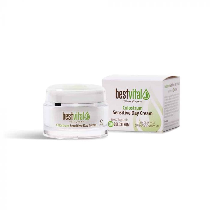 Bestvital® Colostrum Sensitive Day Cream mit Packung